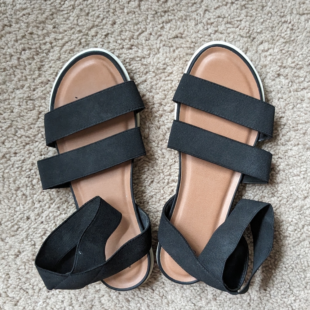 A New Day Black Flat Sandals